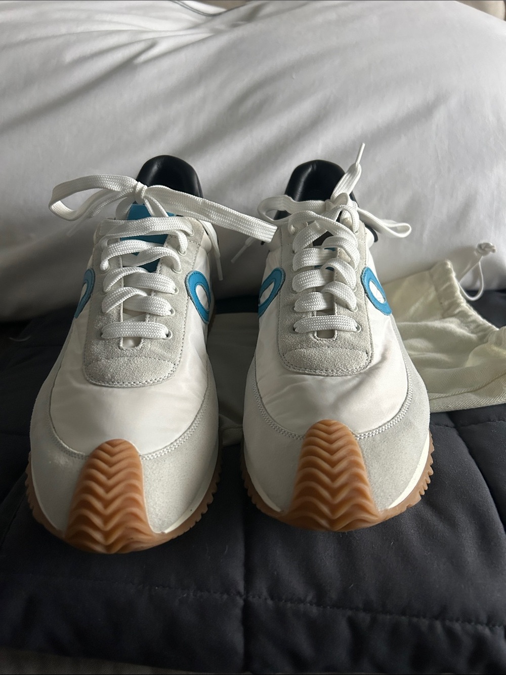 Loewe White Sneakers with Blue Logo and Gum Sole - Men’s size 43 - Picture 2 of 6
